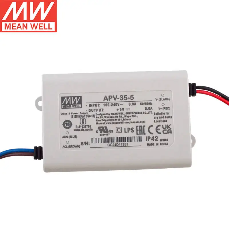 Tai Wan MEAN WELL APV-35-5  5V 5A  Constant Voltage Single Output Switching Power Supply LED Driver Brand New Original