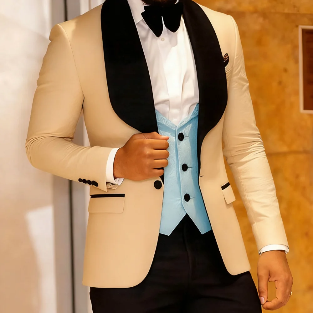 

Men's Three-Piece Suit Floral Jacquard Slim Fit Includes Jacket Vest And Pants Paisley Pattern Suitable