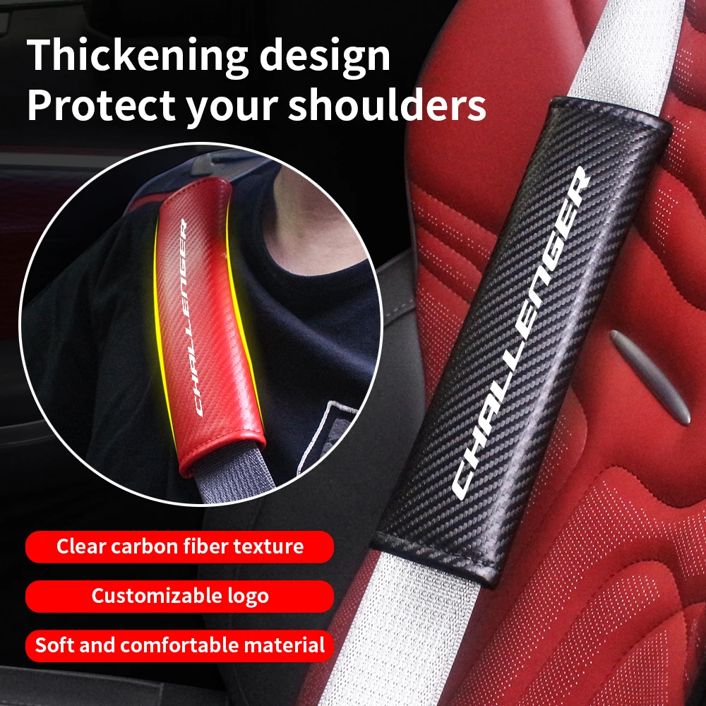 Carbon Fiber Car Seat Belt Cover Shoulder Pad Protector Cover Safety Belt Padding Pad Cushion For Dodge CHALLENGER Accessories