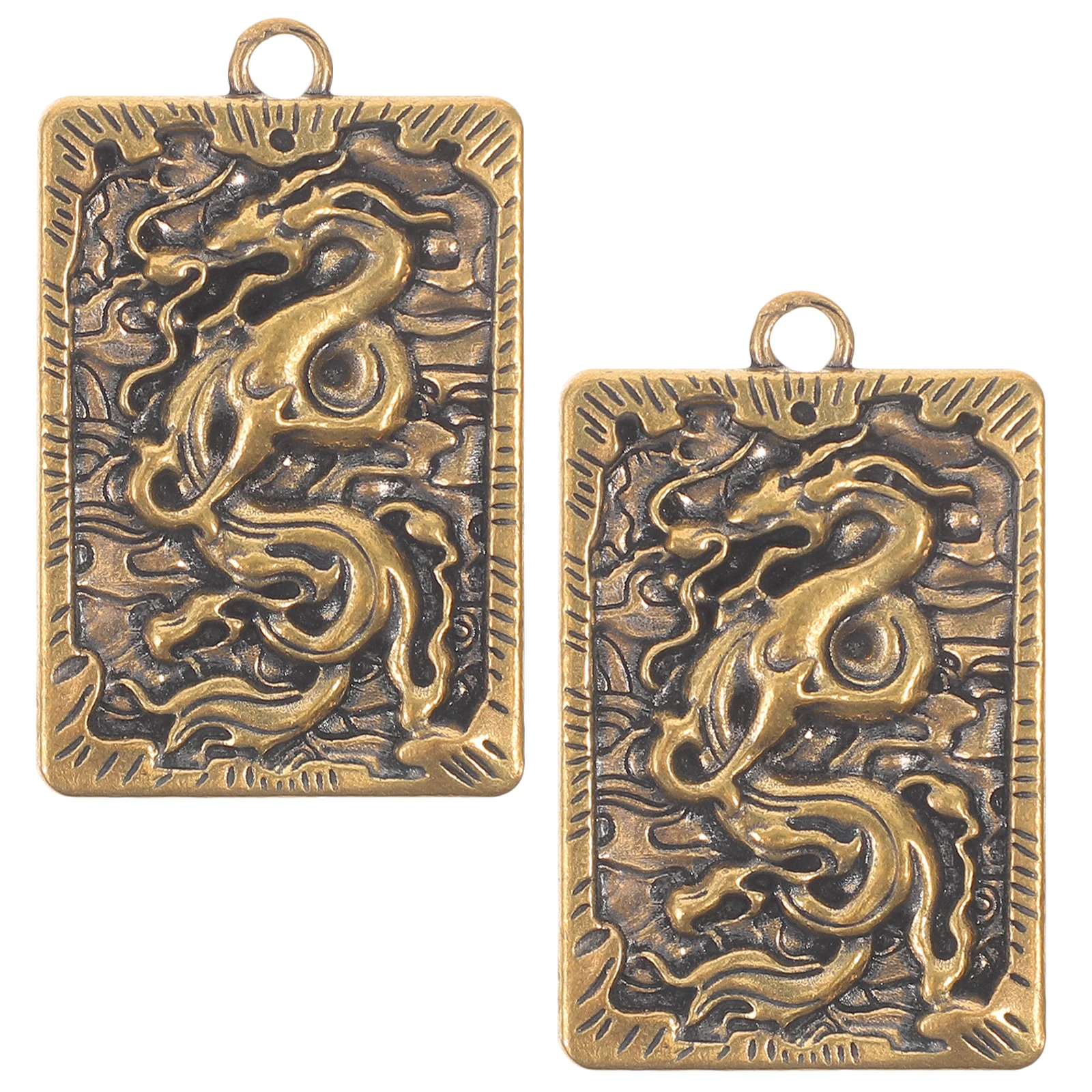 

2pcs Keychains Phoenix Tag Pendant Decor Brass Amulet Card Charm Retro Keychain Key Chain Charm Pendant Jewelry Parts