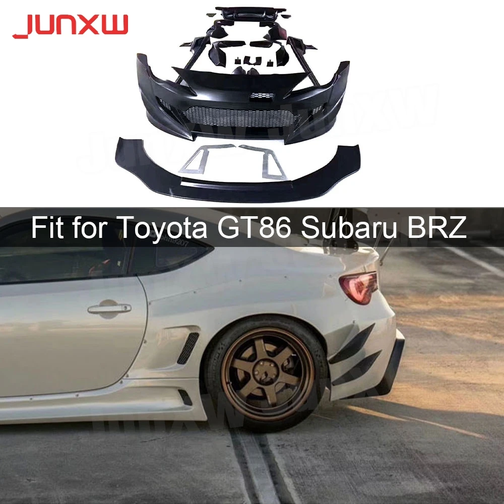 FRP Black Front Lip Spoiler Side Skirts Rear Diffuser Rear Spoiler Bumper Canards For Toyota GT86 Subaru BRZ Wide Body Kit