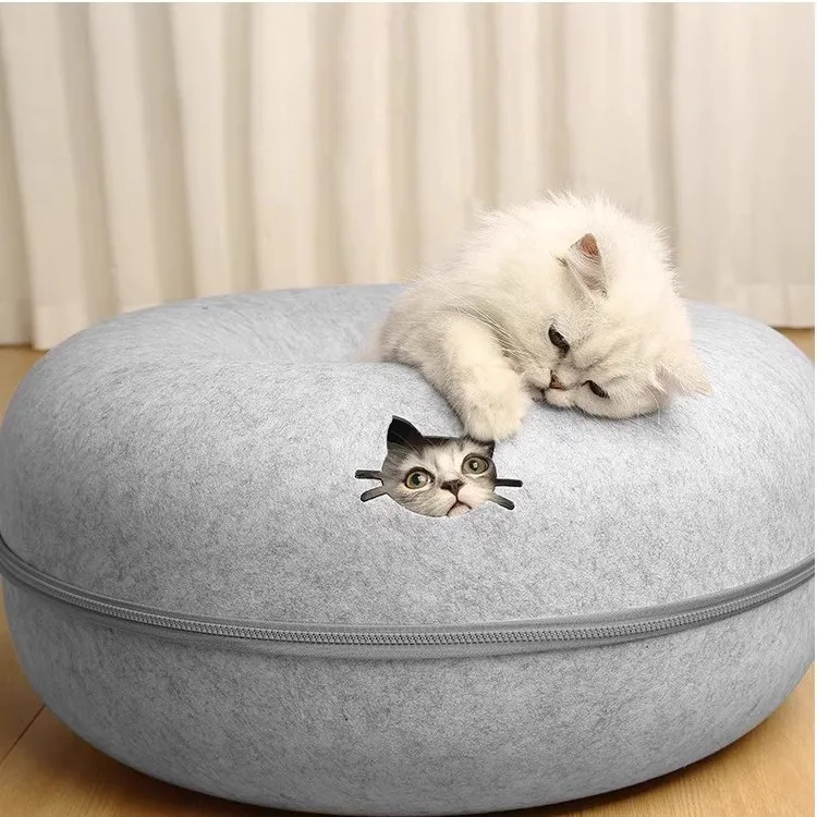 

Thiened Felt Donut Tunnel Toy Indoor Use Double Layer Simple Design Detachable Waable Four Seasons Universal House