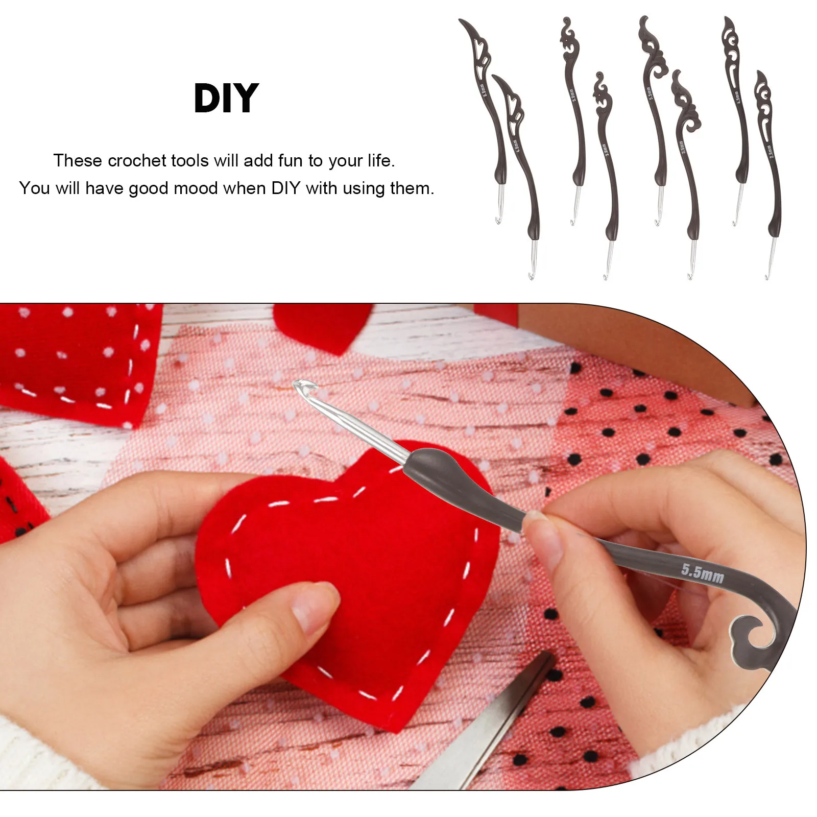 

8Pcs Crochet Needle Kit Large Crochet Hooks for Sweaters Scarves Gloves Crocheted Fabrics Yarn Weaving Accessories Knitting