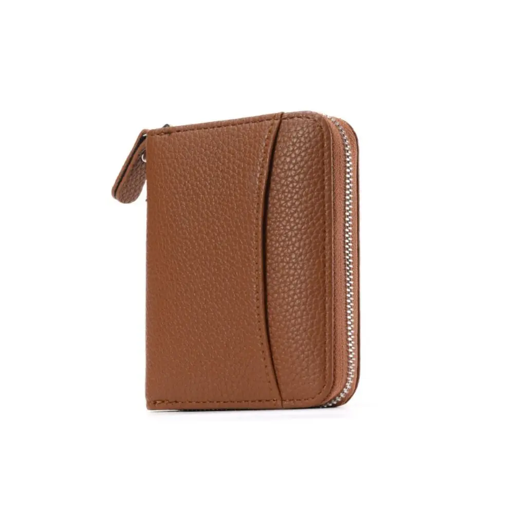 

Fashion PU Leather Organ Card Bag Zipper Solid Color Short Wallet Multi functional Multi Card Slot Women Coin Purses Outdoor