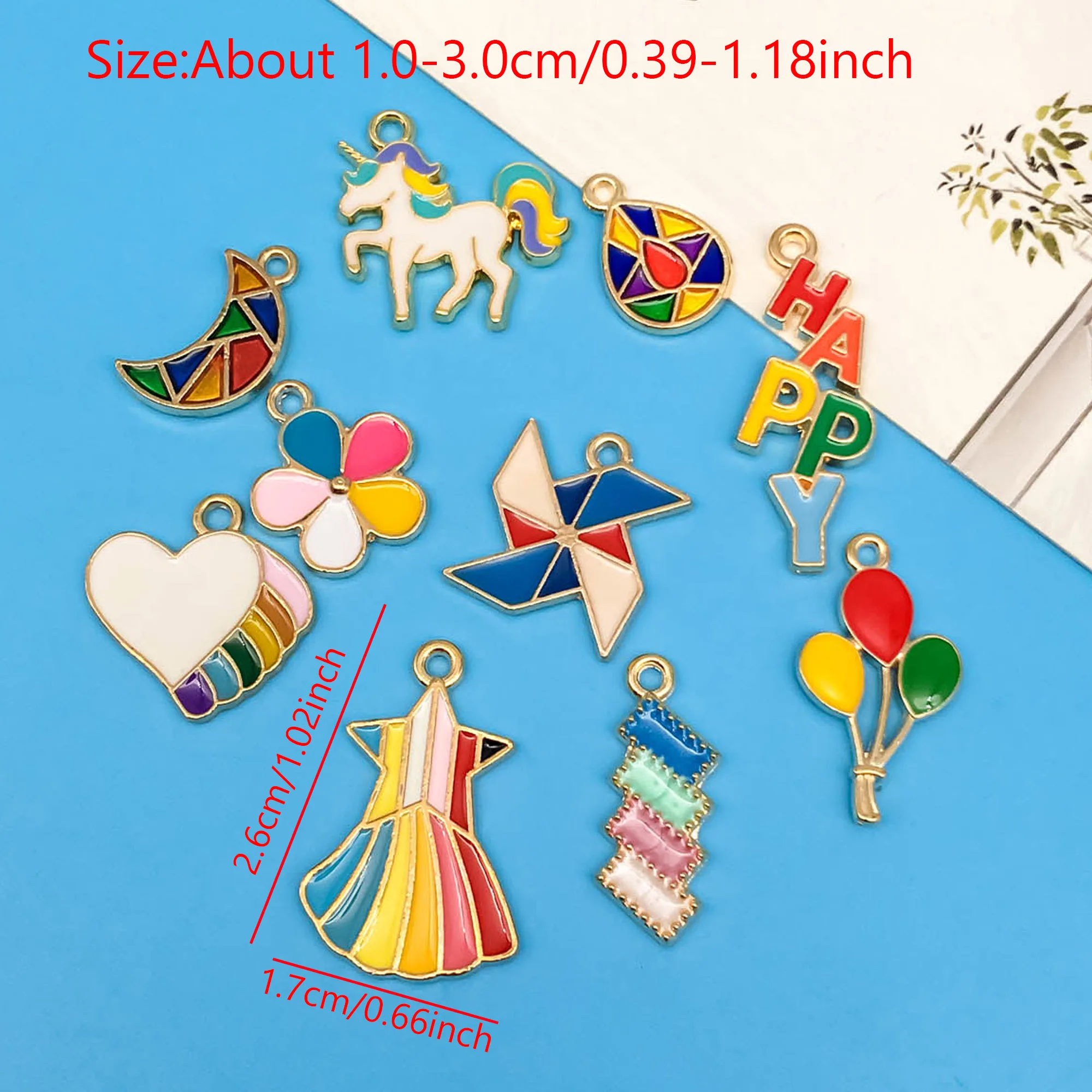 Mixed 20pcs Enamel Colorful Rainbow Color Charms Pendants For Jewelry Making Crafting Accessory For DIY Necklace Bracelet