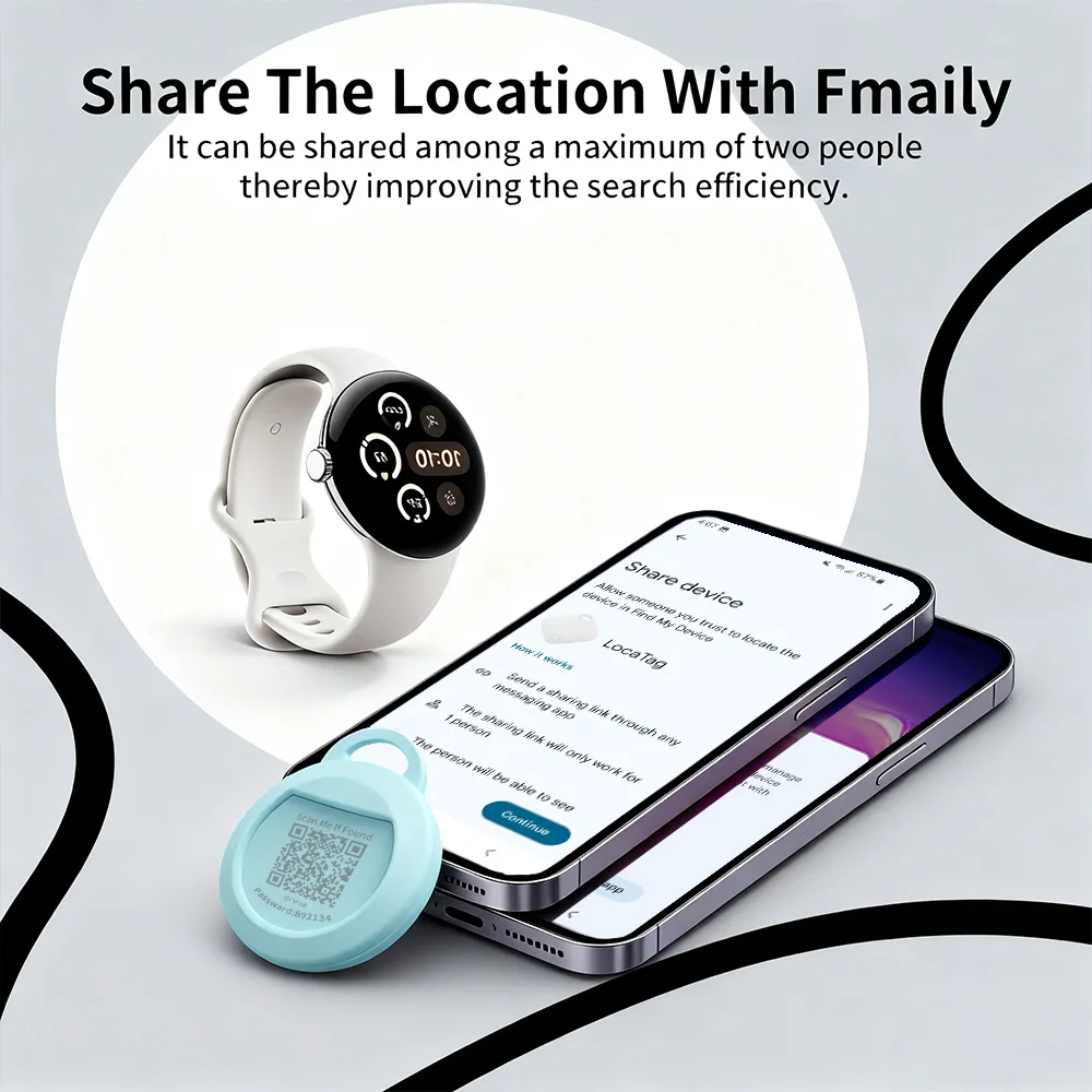 ชุดติดตาม GPS พร้อมระบบ QR Code ป้องกันการกระแทก  สำหรับอุปกรณ์ระบุตำแหน่งอัจฉริยะที่บ้าน รองรับ Google Pixel และ Android