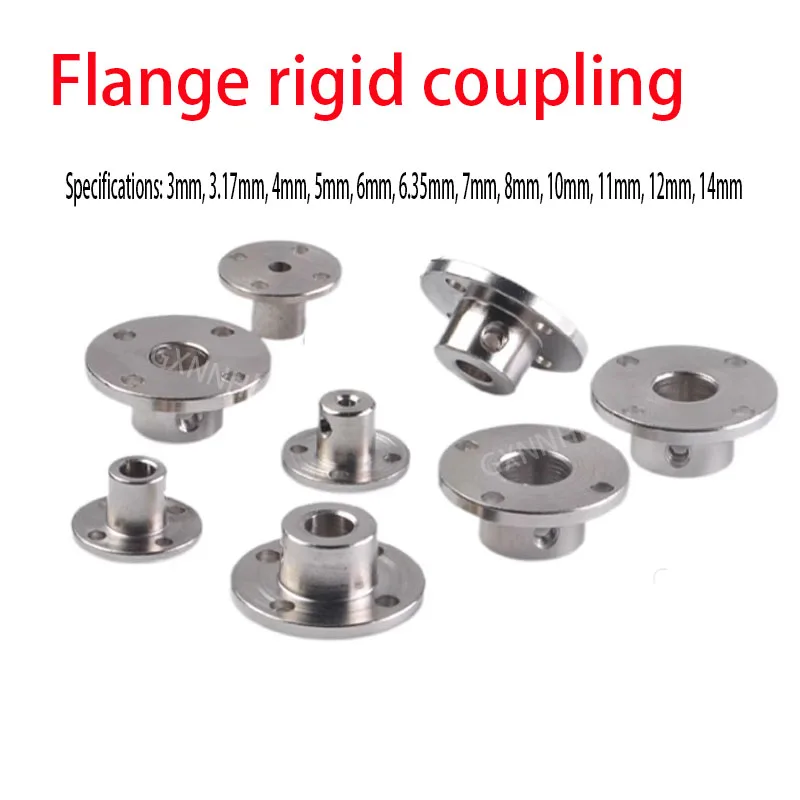 Kopling flensa ID 3/4/5/6/810/11/12/14mm, flensa kaku, flensa logam dengan kekerasan tinggi, poros pemandu, penyangga sumbu optik, motor