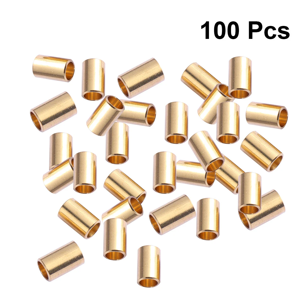 100 Pcs Gold Tubes Macrame Charms Rings Necklace Round Beads Beading Kits for Jewelry DIY Brass