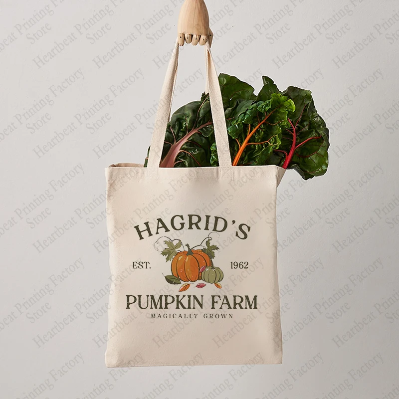 Hagrid's Pumpkin Patch Pattern Tote Bag Canvas Shoulder Bags for Funny Halloween for Her Commute Women's Reusable Shopping Bags