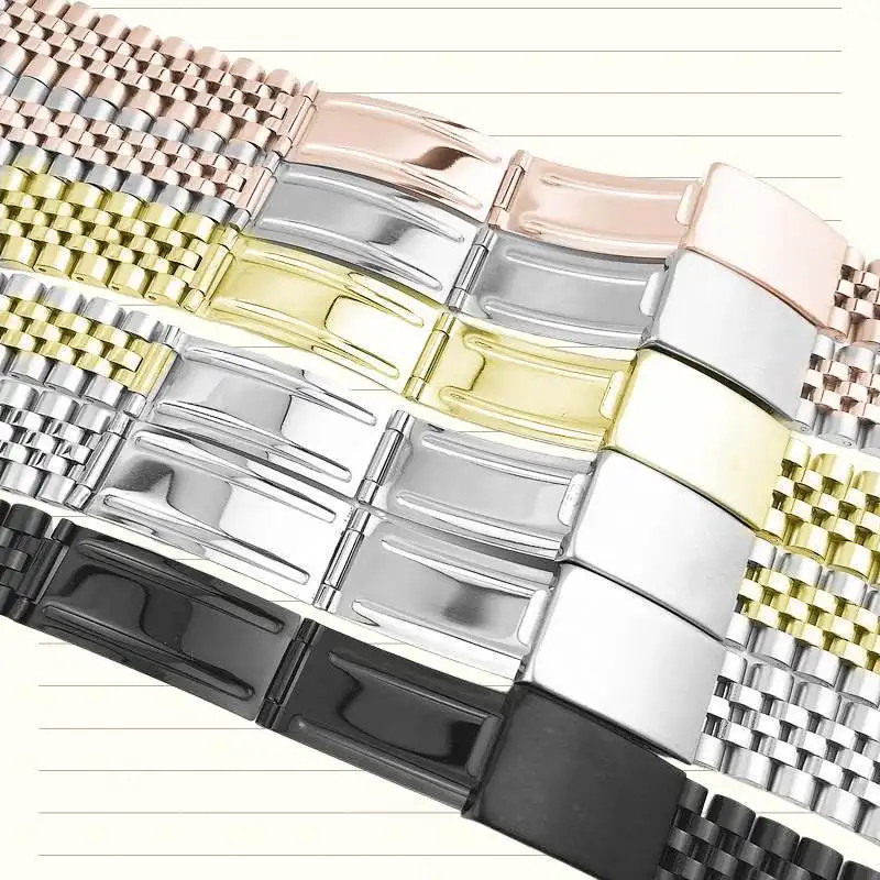 Jubilee 18mm 19mm 20mm 22mm Stainless Steel Silver Gold Black Straight End Watch Straps Bands Bracelet for RLX  Watch