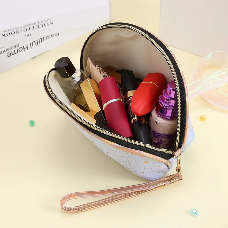 2023 Cute Shell Travel Cosmetic Lipstick Brush Storage Bag Toiletry Kit Women Girls Makeup Handbags Wallet Organizer Pouch Bags