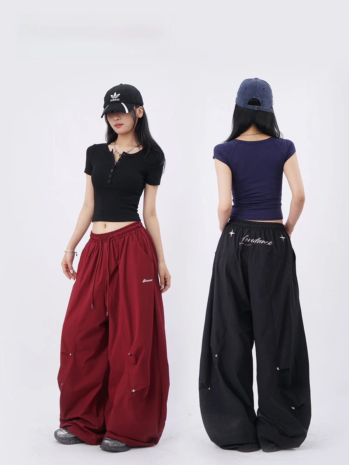 

Готические металлические брюки-баллоны с заклепками для танцев в стиле хип-хоп, быстросохнущие, свободные, повседневные, для уличных танцев, для женщин