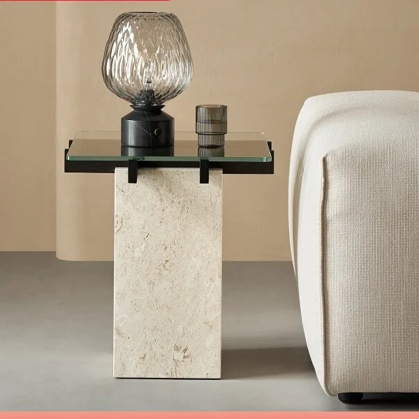 Grid edge a few glass black solid wood marble corner a few modern light luxury living room