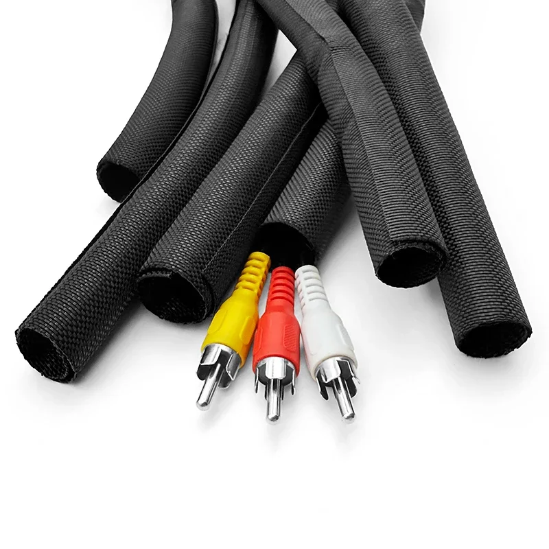 PET Braided Expandable Cable Sleeve Self Closing Overlap Split Wrap Pipe For Car Insulated Wire Harness Protection Cover