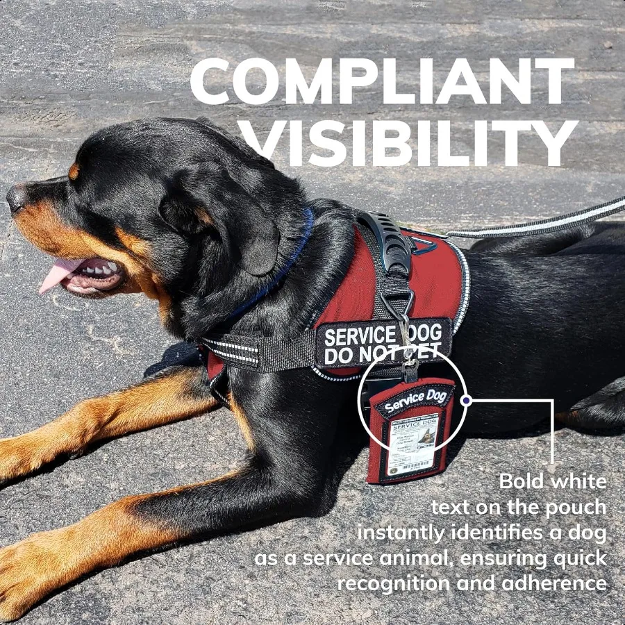 ActiveDogs Service Dog ID Card Pouch Clip On Identification Badge Display Tag Holder Carrier dengan Saku Ritsleting untuk Tas Kecil