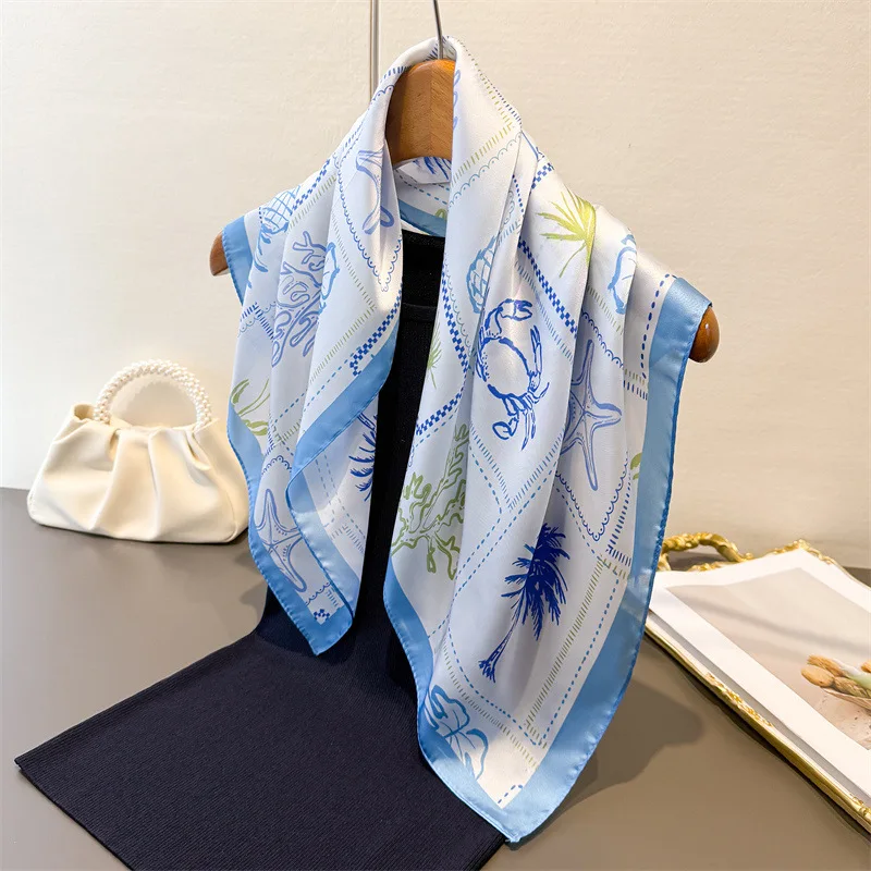 2026 New Fashion 70cm Square Scarves Women's Silk Scarf Spring and Summer Bandana Small Neckties Hairbands Bags Foulard Shawl