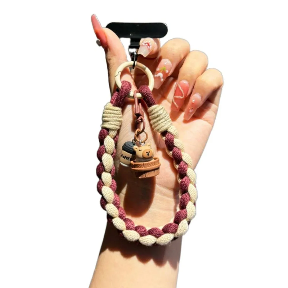 

Съемный кулон для телефона с капибарой, анти-потерянный короткий брелок с капибарой, плетение веревки, ремешок для телефона, ремешок для мобильного телефона, нашивка