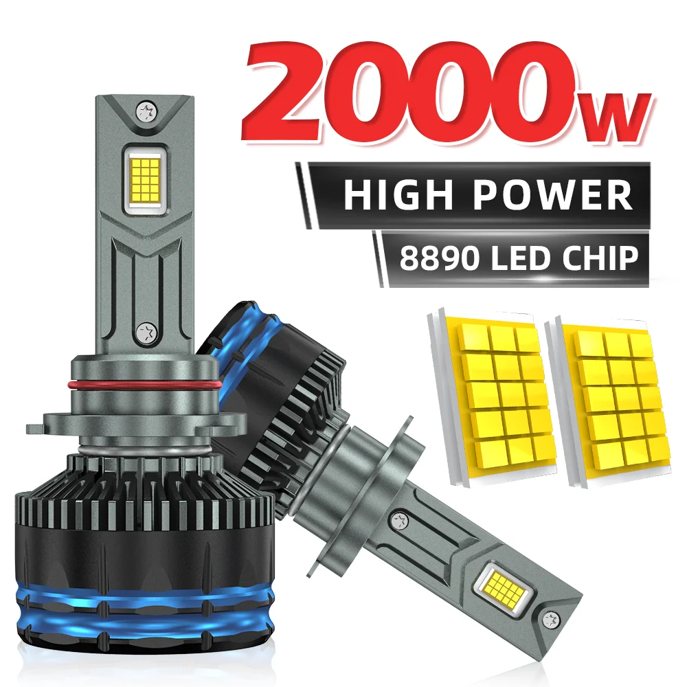 

H4 LED Headlight 2000W 3000000LM H7 Auto Diode Fog Lamp Plug&Play H11 H8 H1 30PCS 8890 CSP HB3 9005 HB4 9006 9012 6000K 12/24V