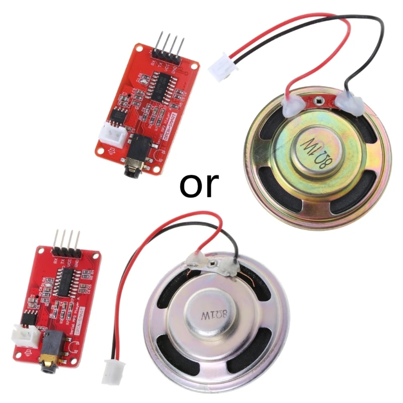 وحدة مشغل موسيقى MP3 التسلسلية UART مع لوحة مكبرات الصوت أحادية الصوت