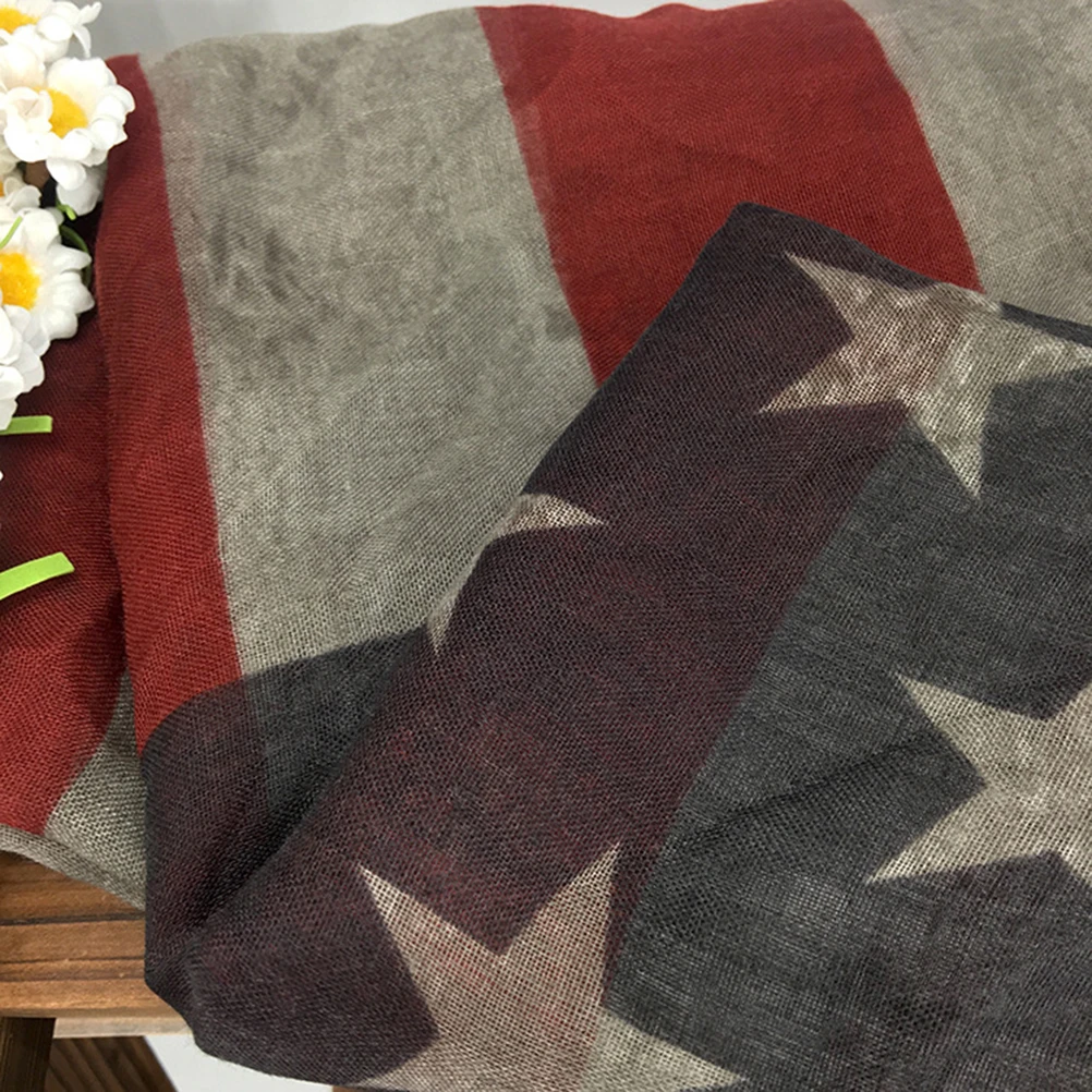 

Classic US Flag Scarf Beautiful Silk Retro Printing Women Fabric Versatile for Different Occasions Grey with Design