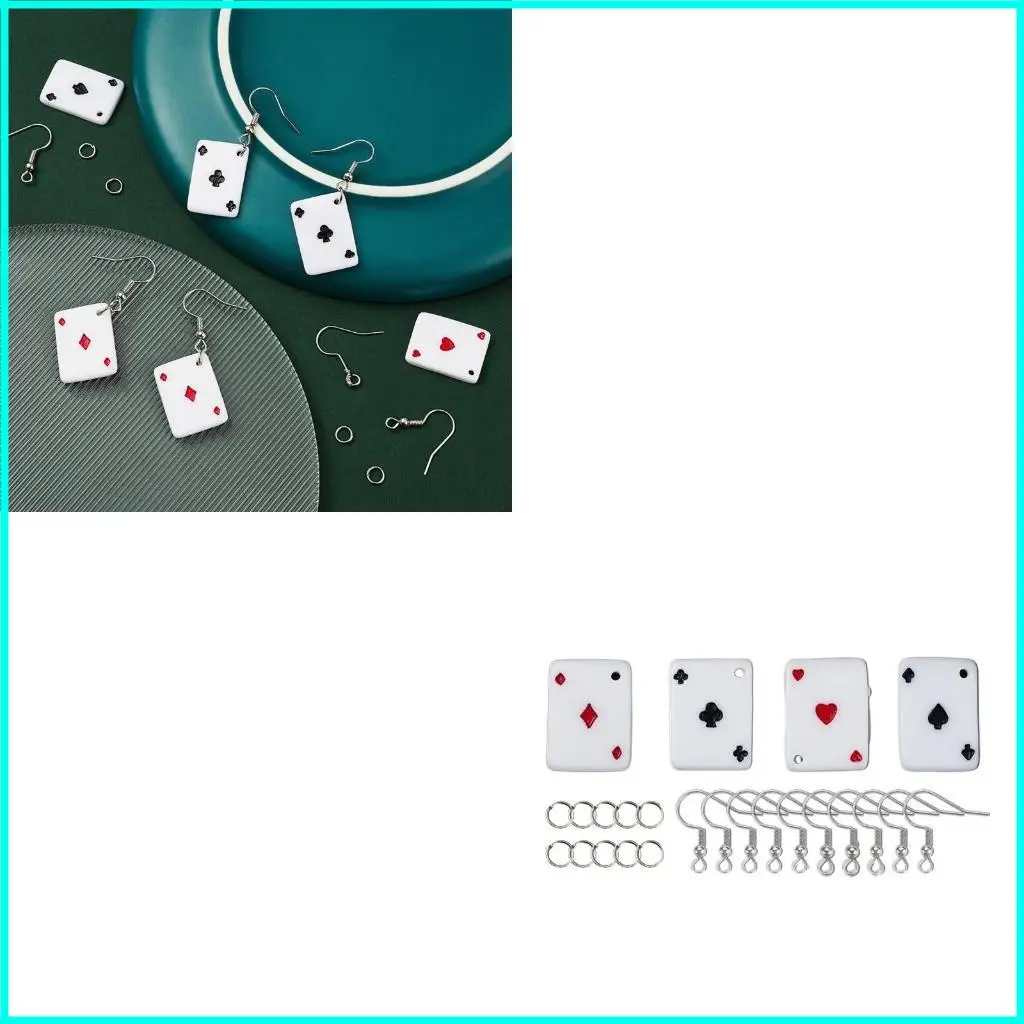 

1 коробка DIY игра в стиль карты Серьговые наборы для создания наборов для игривых карт подвески и крючки для серевок для