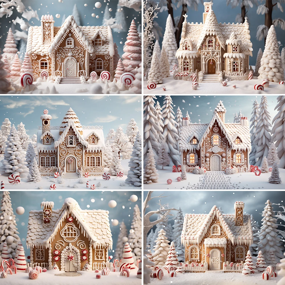 

Mocsicka Photography Background Winter Christmas Gingerbread House Lollipop Xmas Kid Family Portrait Decor Backdrop Photo Studio