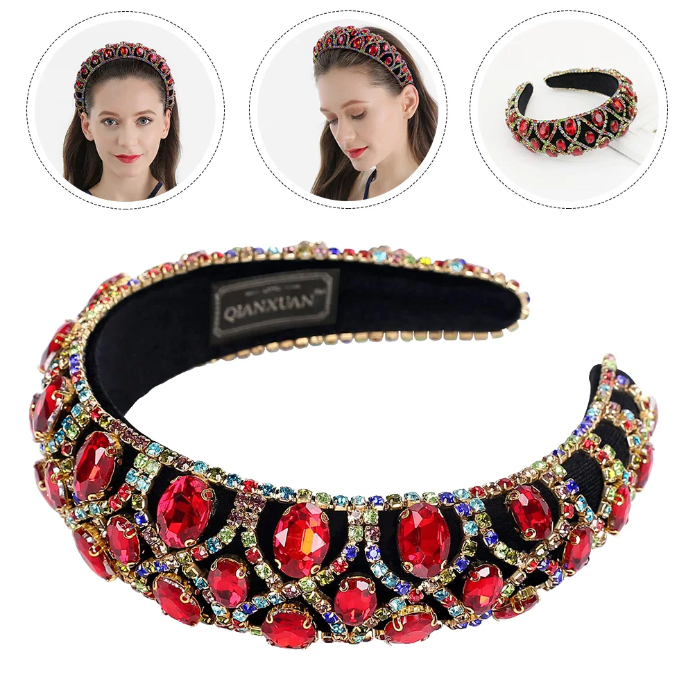 

Rhinestone Headband Sponge Headdress Girl Headbands Design Baroque Hairband Woman Accessory Retro Style Decorations