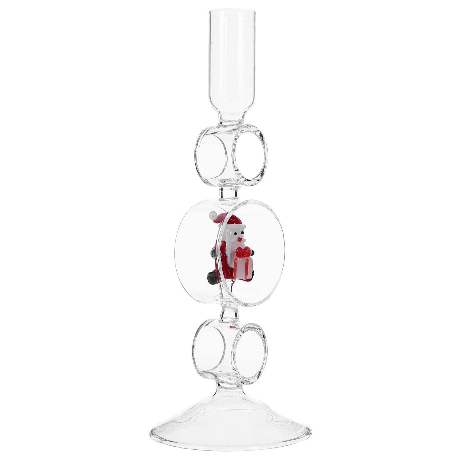 

Christmas Glass Candelabra Candlesticks Clear Taper Holders for Holiday Wedding Dining Party Table Centerpiece Decor