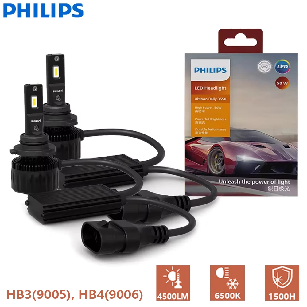 

Philips Ultinon Rally 3550 9005 9006 HB3 HB4 LED Headlight 100W 9000LM Max Power Bright White 6500K High Low Beam 11005U3550X2