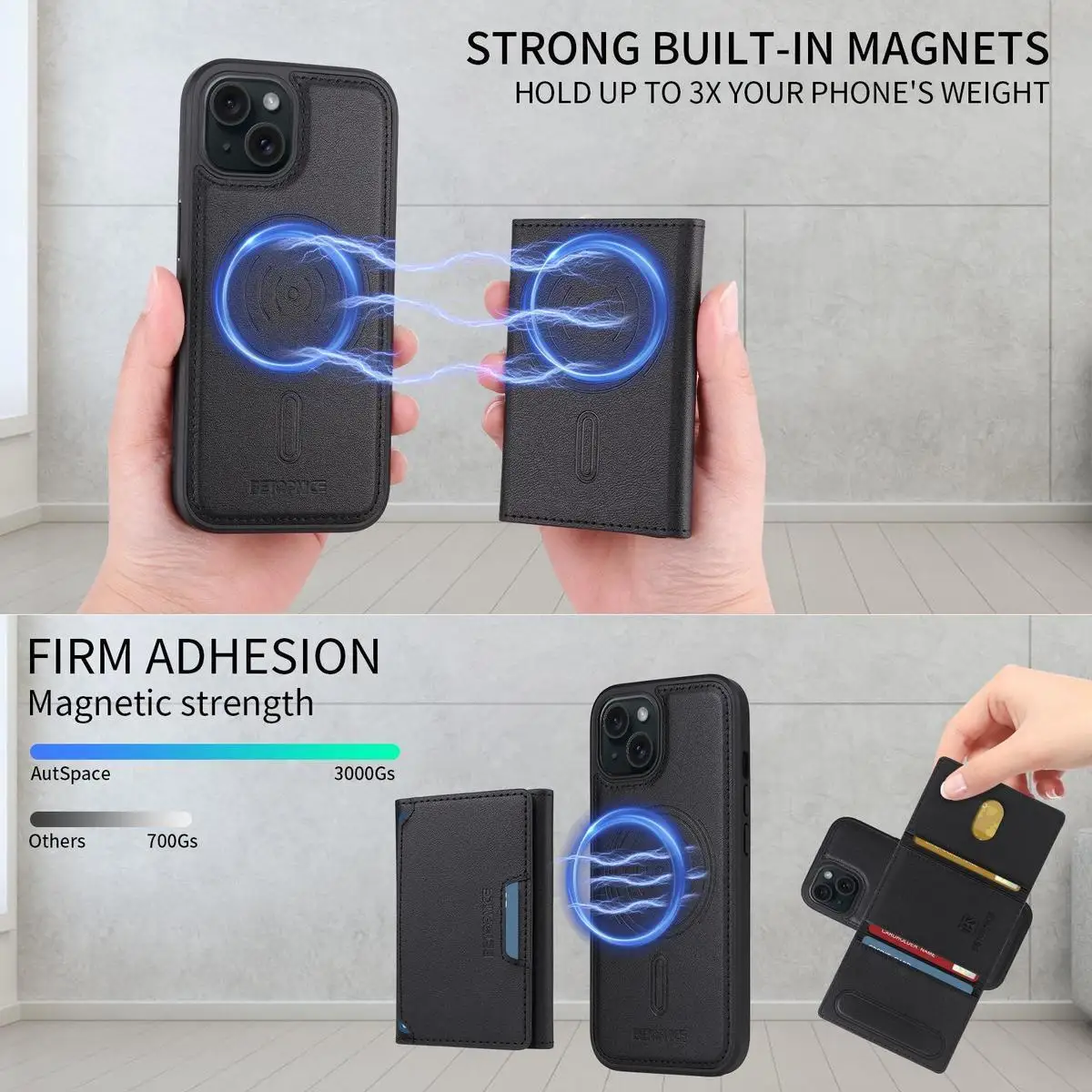 

Detachable Magnetic Suction Card Bag Wallet Casing For iPhone 17 16 15 Pro Max 14 Plus 13 12 11 16E Air 17 Pro Flip Leather Case