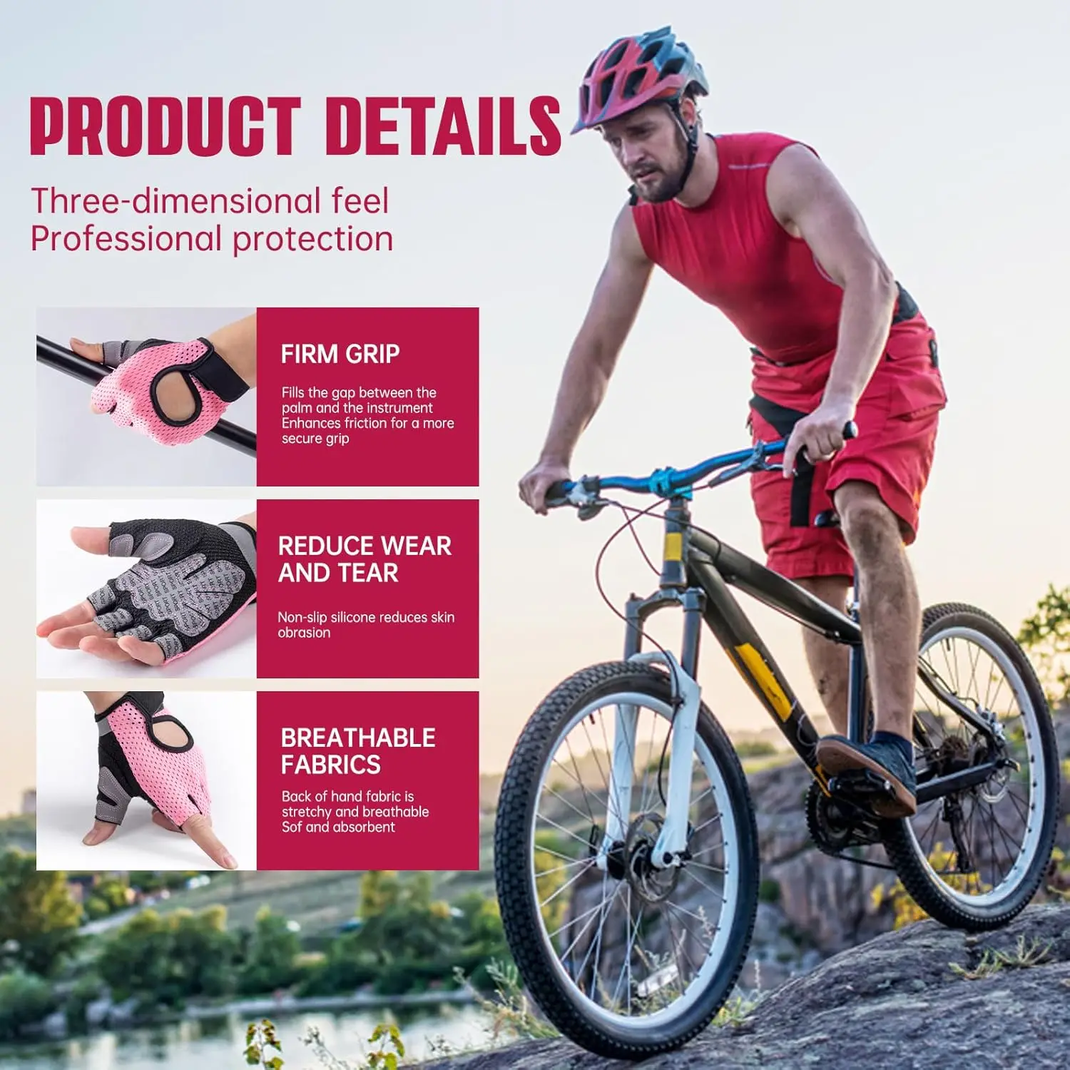 Gym/Workout Gloves for Weightlifting, Lightweight Breathable Fitness, Sports Gloves for Training Cycling Climbing Rowing
