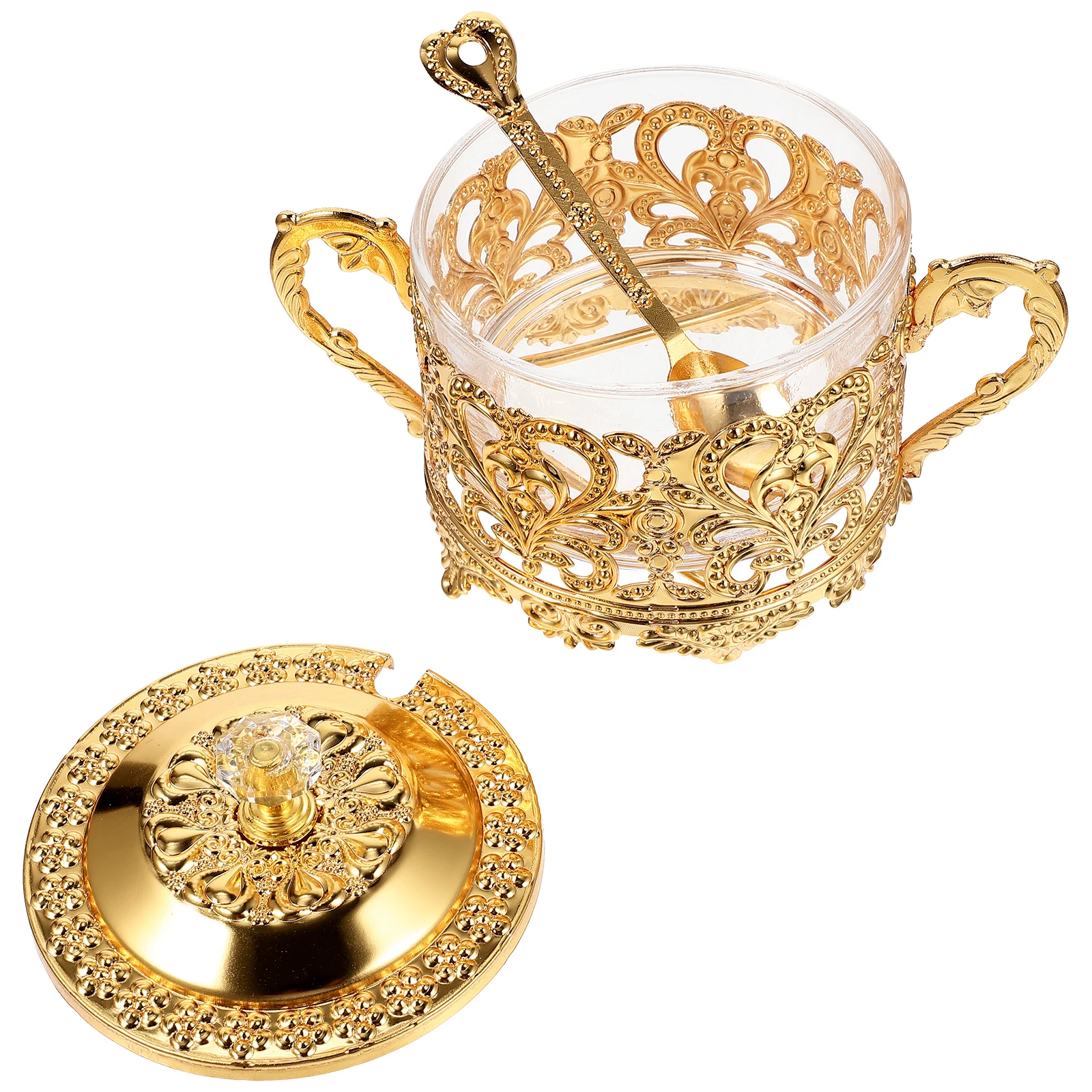 

Iron- Candy Food Containers Bowl Vintage Jar with Lid Cover Glass