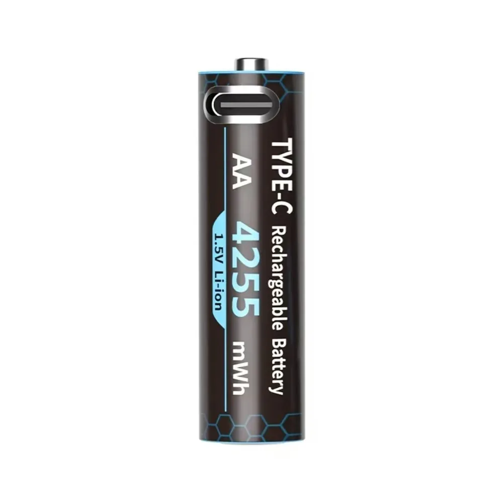 1.5V AA/AAA rechargeable battery 4255mWh/1100mWh Type-C USB lithium battery for remote control toy battery with charging cable
