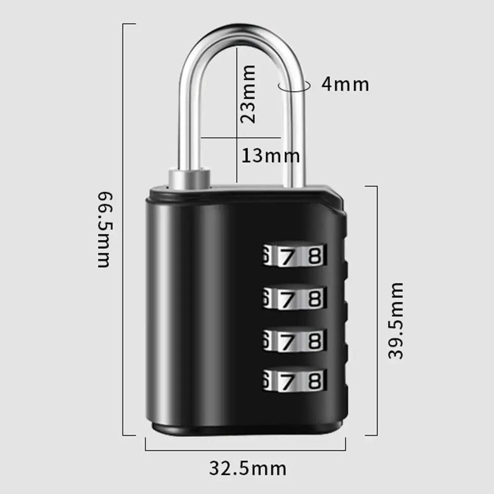 Waterproof Combination Lock with Key 4 Digit Password Lock Backpack Zipper Lock Dormitory Cabinet  Lock Luggage Padlock