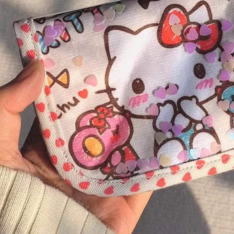 Retro Sanrio Anime Hello Kitty Love Sands Zero Wallet Pvc Card Bag Cartoon Mini Storage Bag Fresh Small Bags regali per ragazze