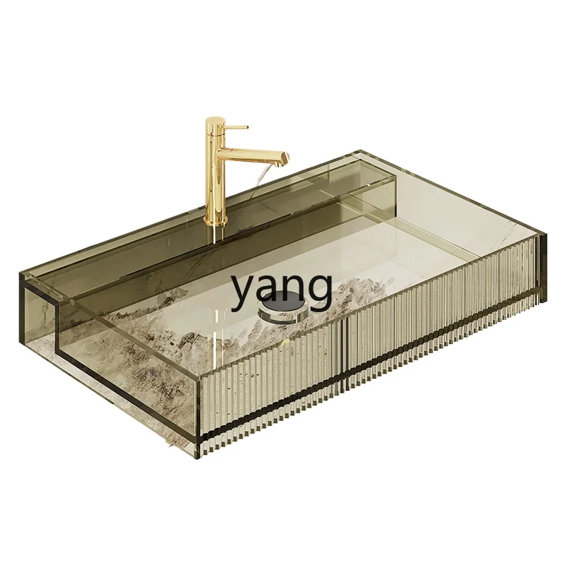 

LTT transparent resin hanging basin hand washing wall wall wall washing table bathroom small apartment color basin