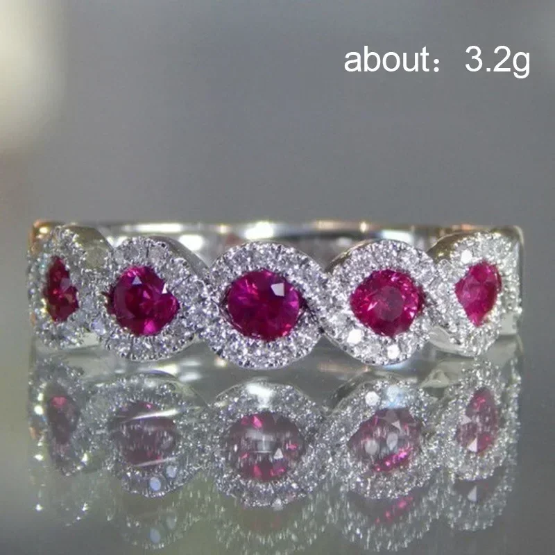 New European and American Luxury Emerald Zircon Ring Full of Diamonds Micro-set Ruby  High-quality Wedding Jewelry