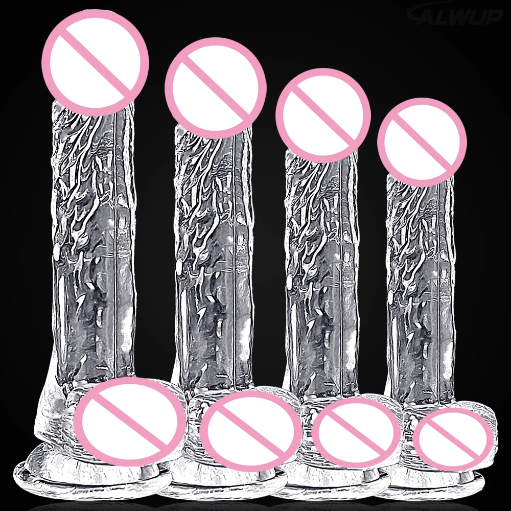 Realistico Big Jelly Dildo trasparente erotico giocattoli del sesso anale per le donne Gay clitoride masturbatori vaginali ventosa del pene Dick 4