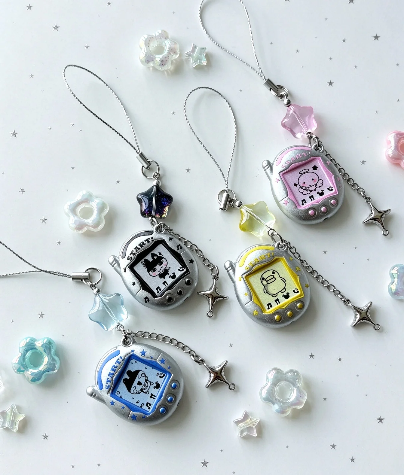 Kawaii Retro Virtual Pet Style Game Console Shape Phone Charm, Phone Lanyard Bag Keychain Aesthetic Collectible Gift