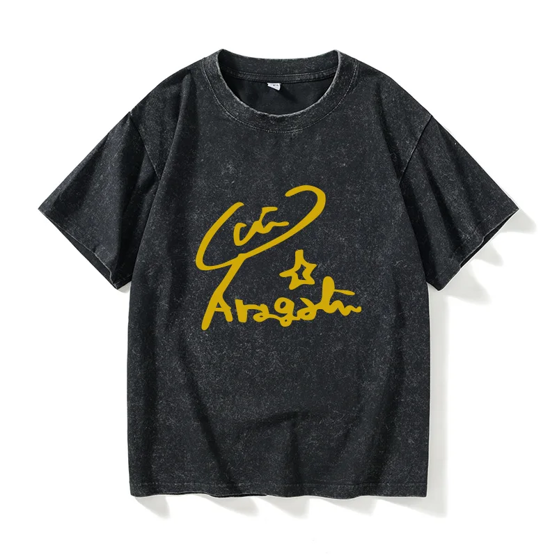 

Футболка с автографом Арагаки Юи, с коротким рукавом, круглым вырезом, очень большой размер, хлопковая, летняя, модная, для женщин и мужчин, для ношения под одеждой