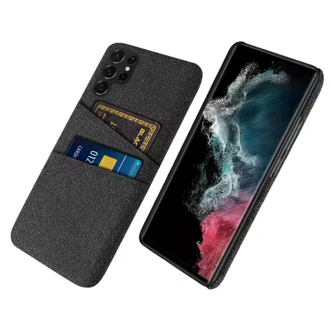 Fabric Case for Samsung Galaxy S23 Ultra, S22, S21, S20, S10 Plus, Slim, Soft-Touch Fabric + Card Slots Cover, Note 20, 10