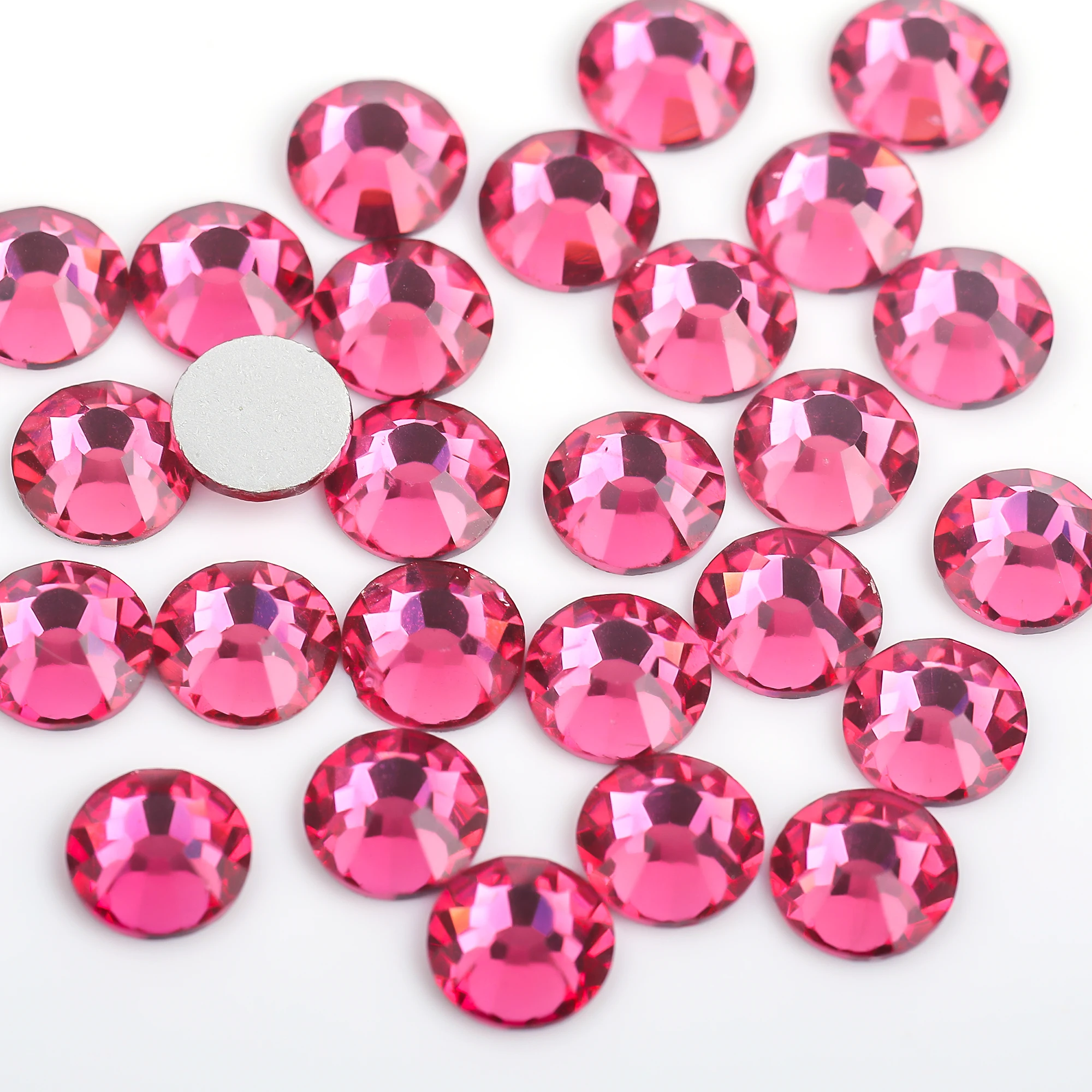 Rose Glass 3D Nail Art Rhinestones ss3 ss4 ss5 ss6 ss8 ss10 ss12 ss16 ss20 ss30 ss34 Crystal Nail Art Non HotFix Decorations