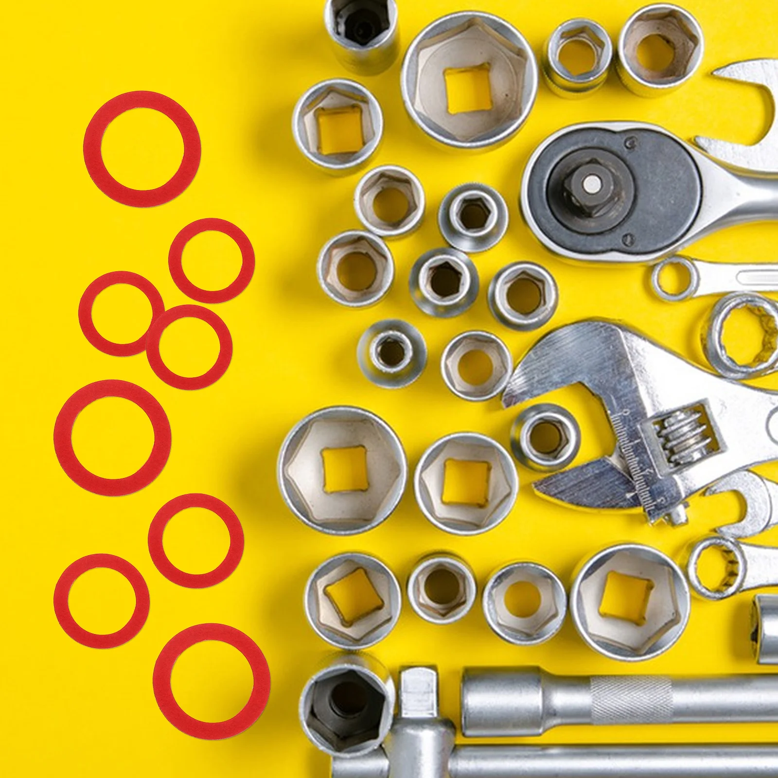 

600Pcs Steel Paper Fiber Flat Washer Set Insulating Red Sealing Washer Kit Assorted Sizes for Mechanical Automotive Electrical