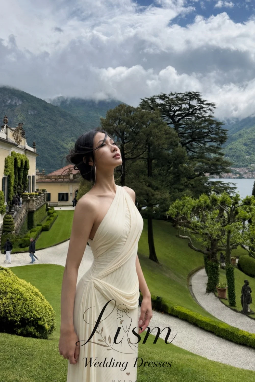 Lism Slant Shoulder Elegant Night Dresses for Special Occasions Folds Elegant Chic Woman Evening Dress Party Prom Customized