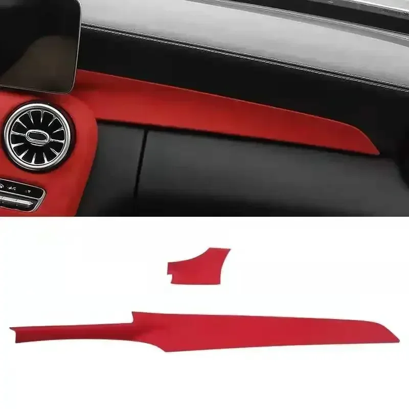 4PCS Alcantara Styling Interior Door Handle Decoration Trim Cover For Mercedes Benz AMG W205 C63 GLC260 C280 E Class 2015 - 2018