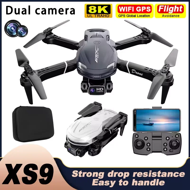 Profissional HD Dual Camera Drone, GPS, 360 ° Drones Evitar Obstáculos, Megafone Remoto, Aircraft Brinquedos, UAV Aircraft, XS9, 8K, 5G