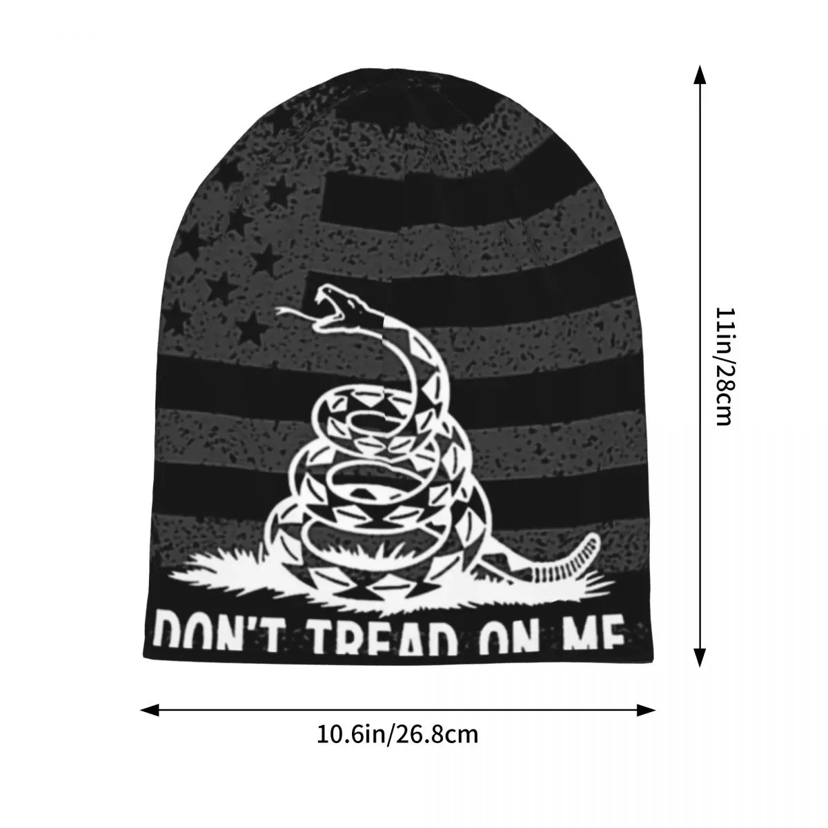 Black & White Dont Tread On Me American Flag Skullies Beanies Hat Vintage Men Women Outdoor Cap Warm Dual-use Bonnet Knit Hat image 3