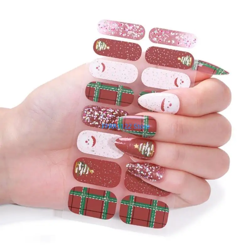 Y1UF Satury Christmas Ensino obras unhas Decalques para festas férias