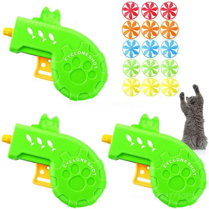 2/3/4SETS Cat Interactive Toy Stimulates Cats' Natural Instincts Durable Cat Toy For Play And Fetch Flying Disc Gun