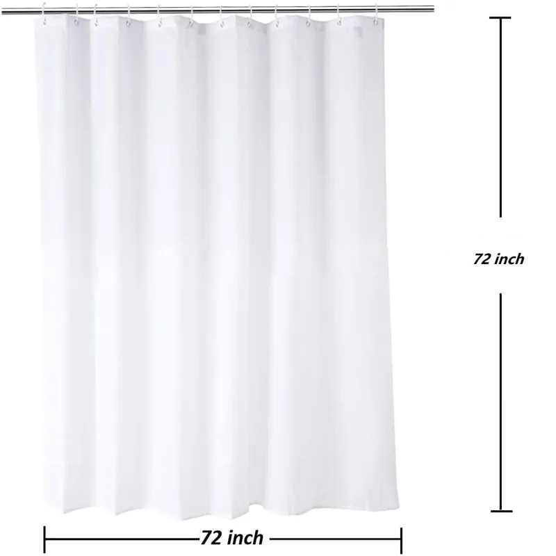 Inyahome Thickened Fabric Solid Color Black Grey White Shower Curtain with Hook Decorative Bathroom Waterproof Curtain 72\